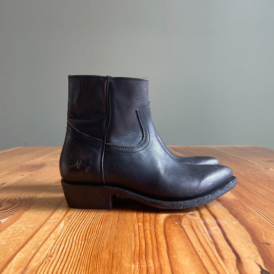 36.5 / 6.5 - Frye $298 Black Distressed Leather Billy Booties Boots 1209BM