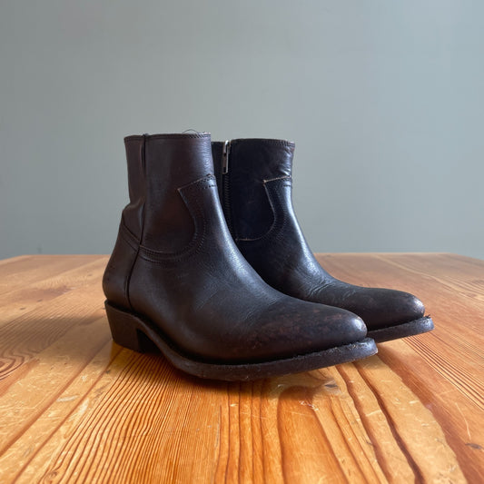 36.5 / 6.5 - Frye $298 Black Distressed Leather Billy Booties Boots 1209BM