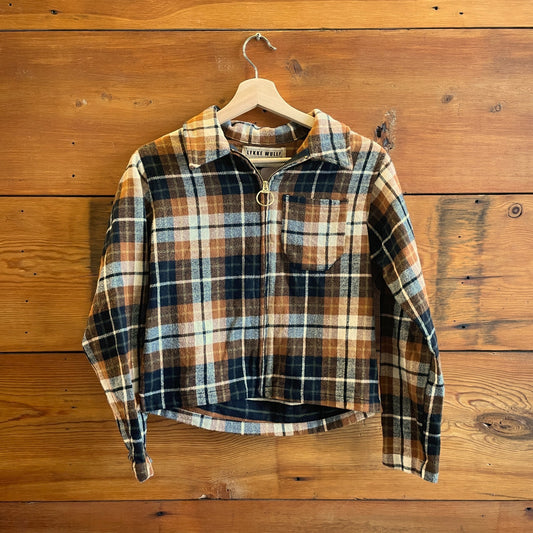 XS - LYKKE WULLF Brown Plaid Flannel Zip Front Forest Jacket 0312IG