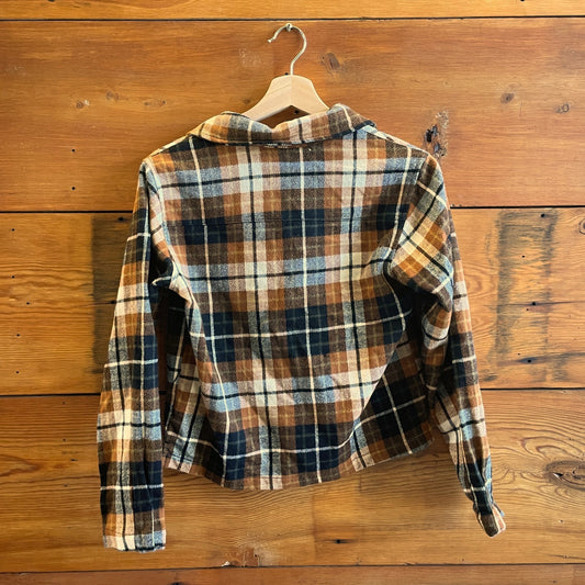 XS - LYKKE WULLF Brown Plaid Flannel Zip Front Forest Jacket 0312IG