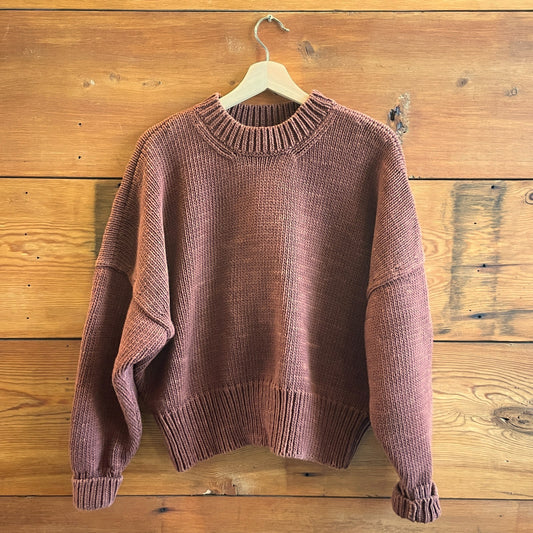 M - Misha & Puff Brown Classic Crewneck Heavy Knit Deck Sweater 0611AJ