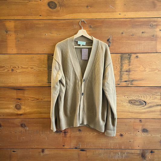 XL - Studio Nicholson Tan Button Front V-Neck RALL Cardigan Sweater 0611AJ