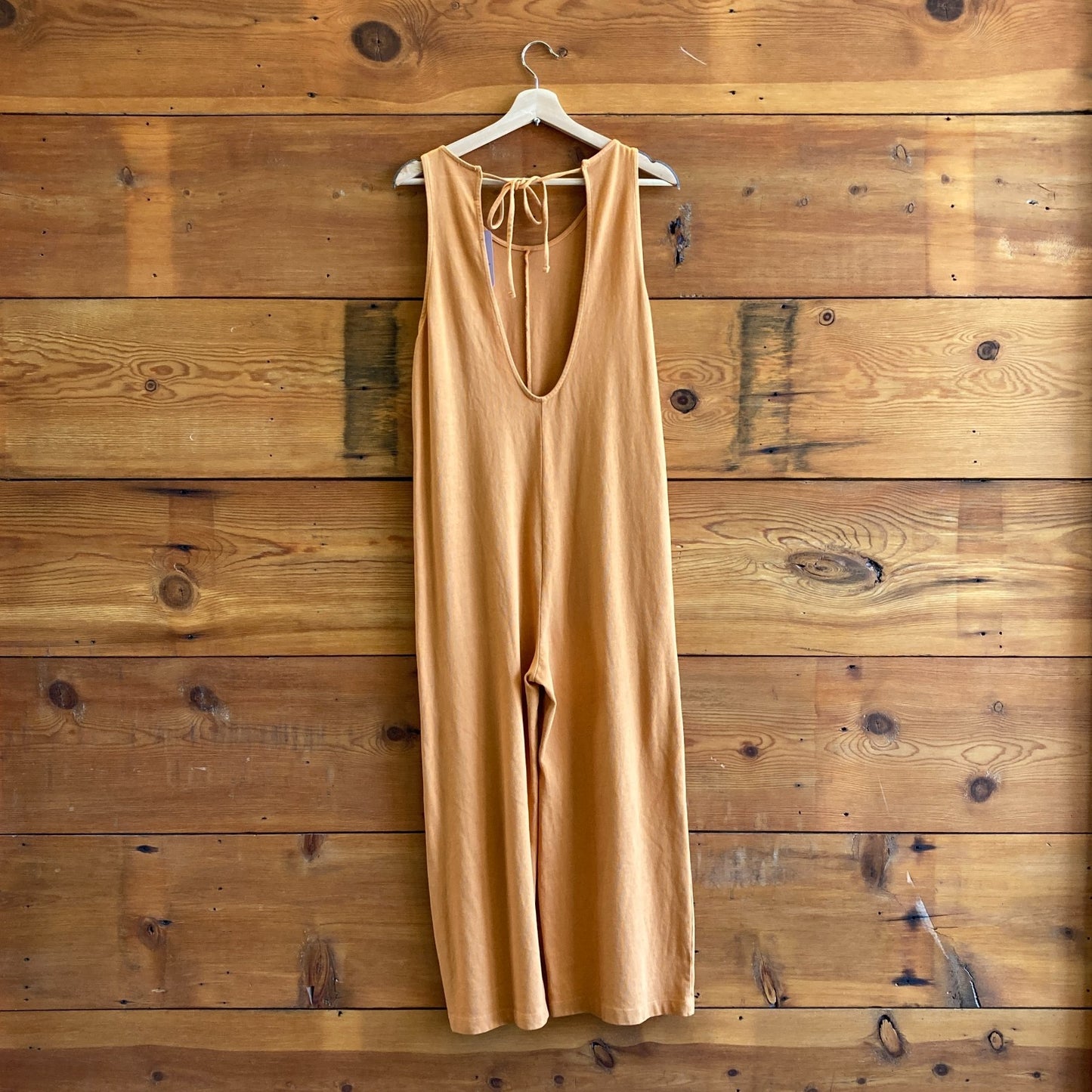 XS - Back Beat Co Goldenrod Tie Back Patch Pocket Organic Cotton Jumpsuit 0312IG