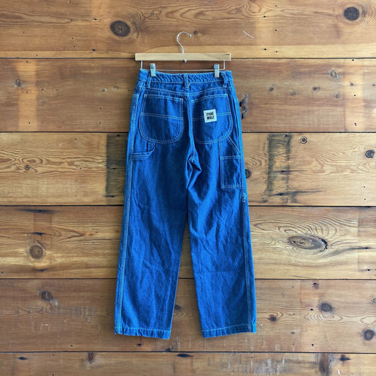 4 - LYKKE WULLF Dark Wash Contrast Stitch Womens Carpenter Pants 0312IG