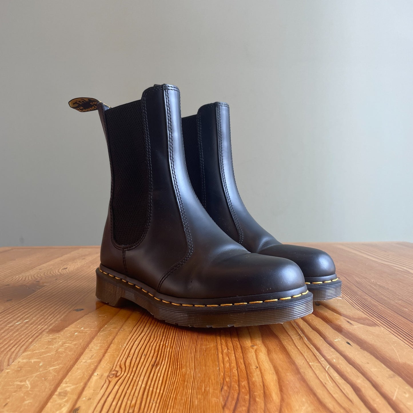 8 - Dr Martens $190 Black Smooth Leather 2976 Hi Chelsea Boots NEW 0721DK
