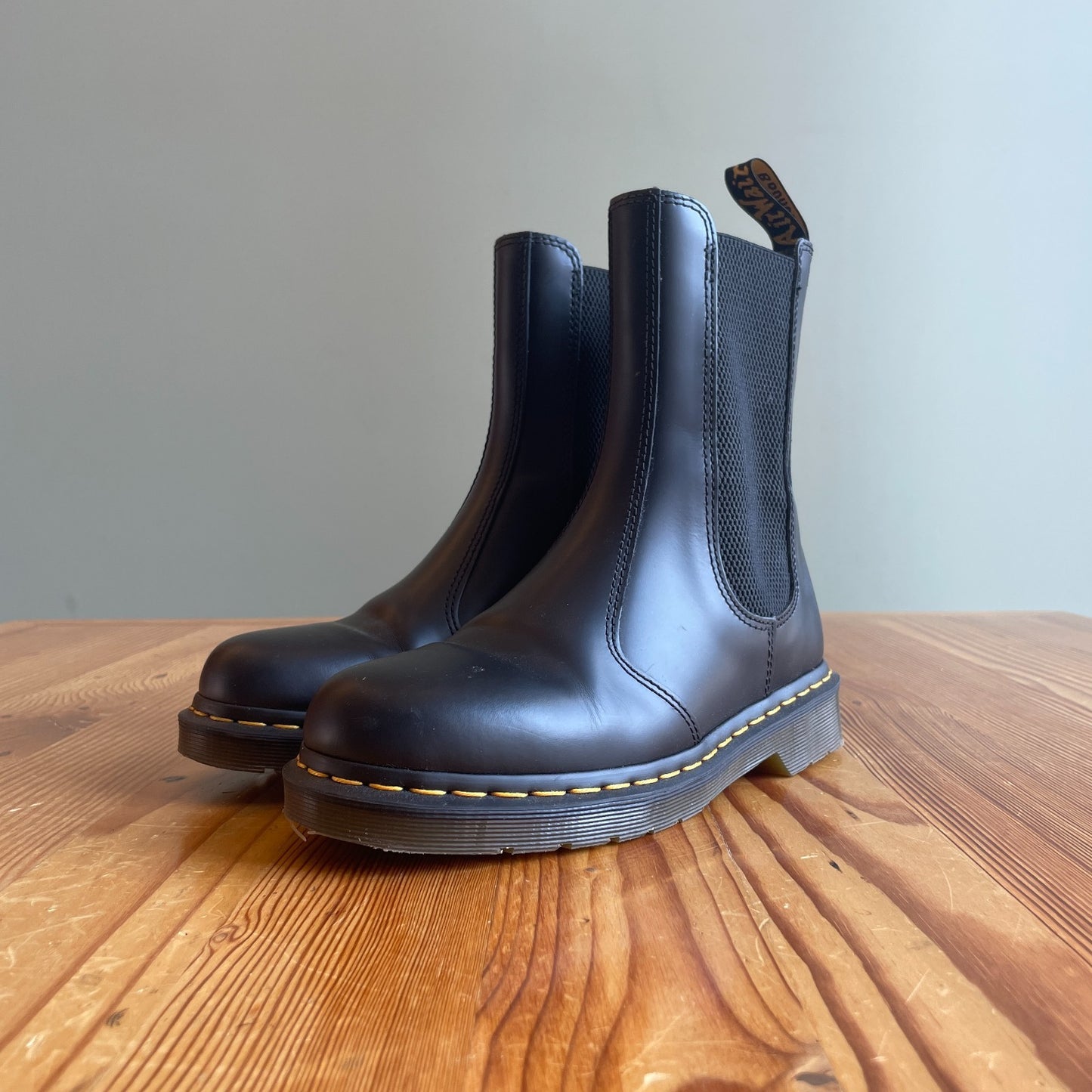 8 - Dr Martens $190 Black Smooth Leather 2976 Hi Chelsea Boots NEW 0721DK