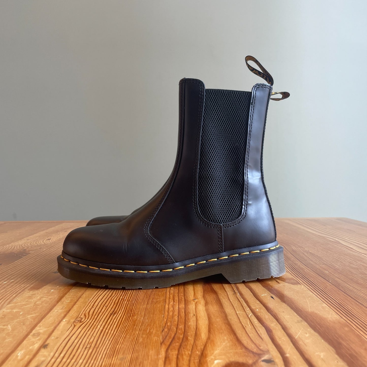 8 - Dr Martens $190 Black Smooth Leather 2976 Hi Chelsea Boots NEW 0721DK