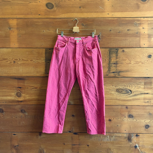 28 - Mother Superior Pink Ditcher Crop Devil May Care Wide Leg Jeans 0721DK