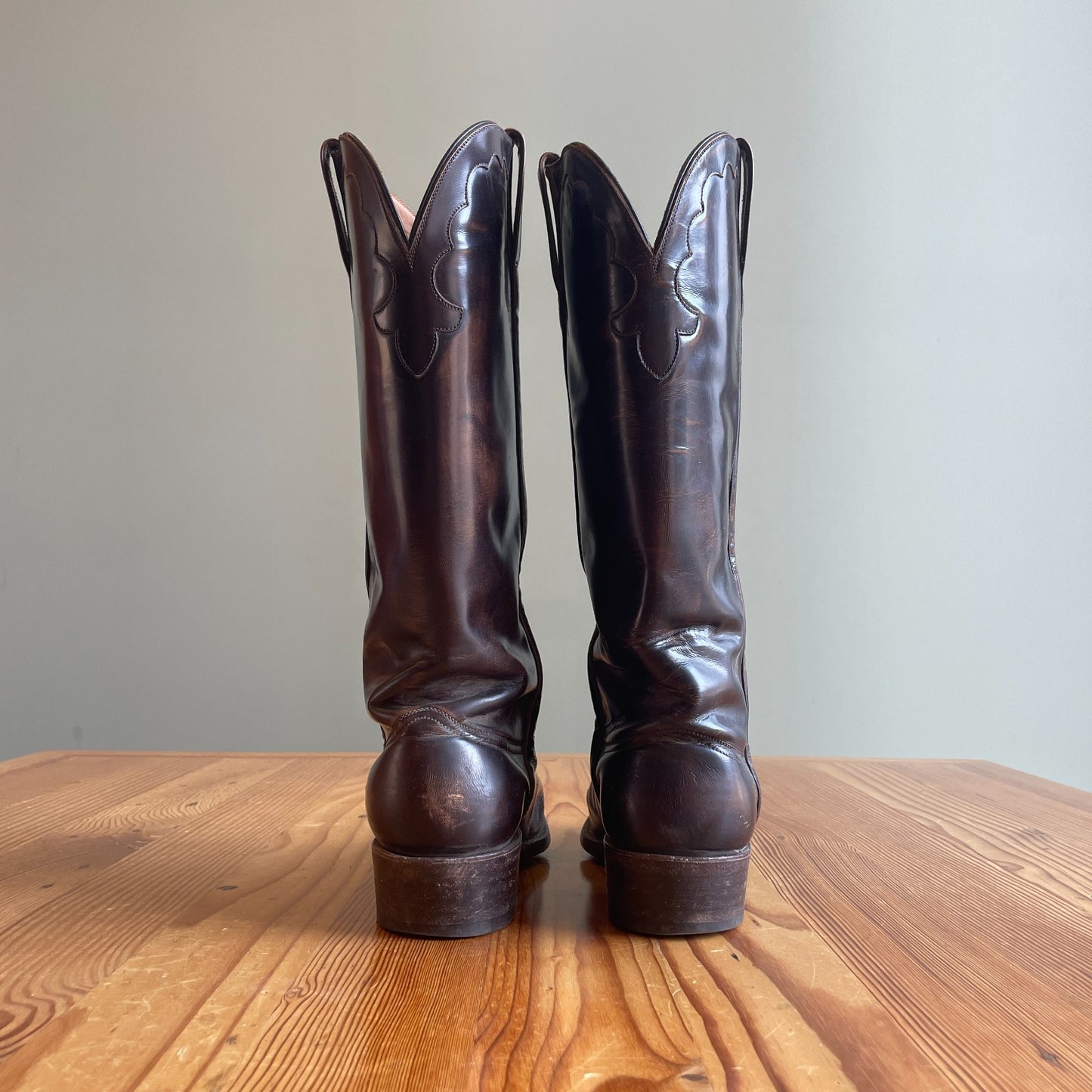 10 - Lucchese Handmade Brown Leather Western Buffalo Roper L1104 Boots 0628AC