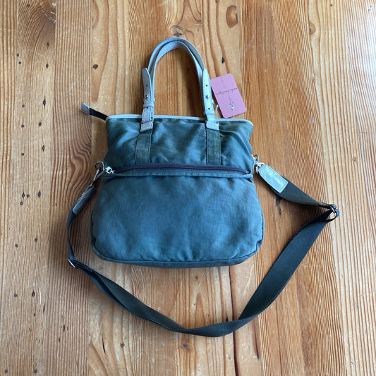 Agnes B Olive Green Small Tote Messenger Convertible 2-Way Nylon Bag 0808BB