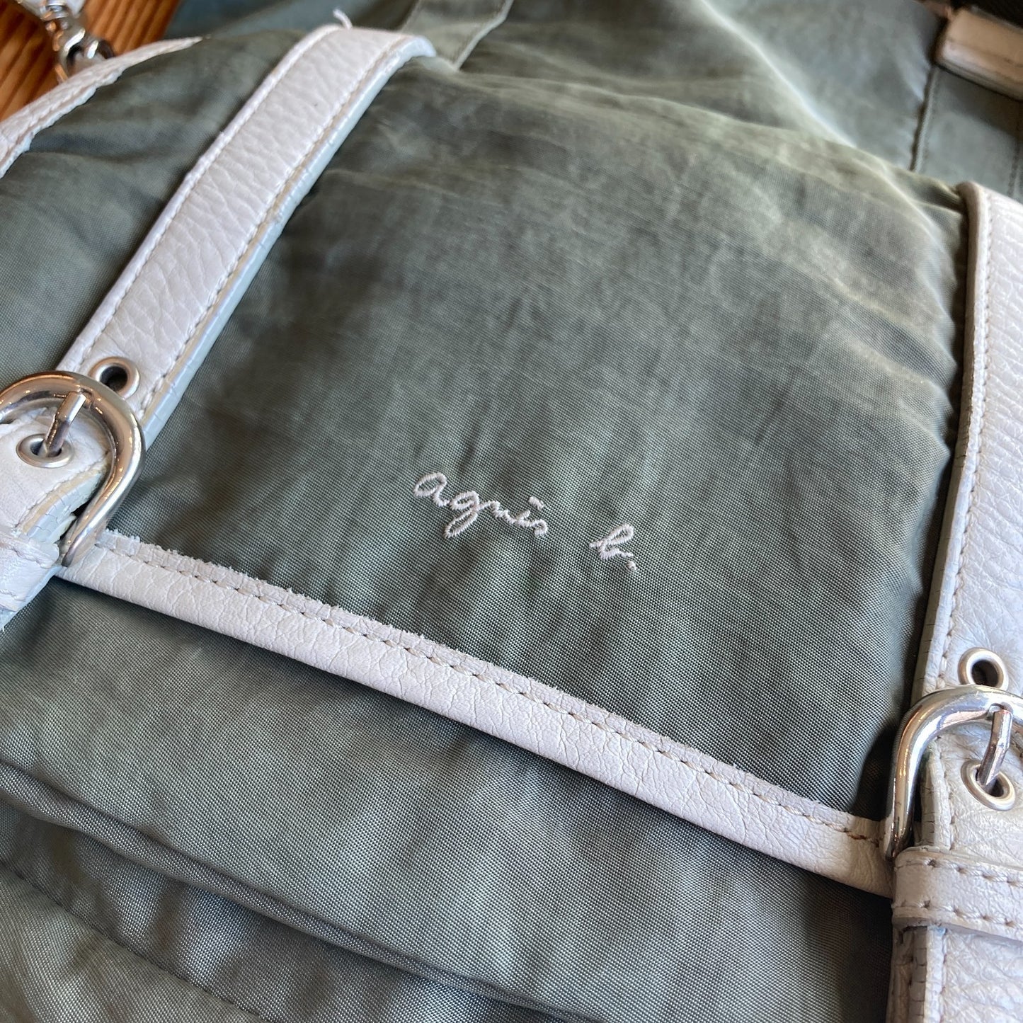 Agnes B Olive Green Small Tote Messenger Convertible 2-Way Nylon Bag 0808BB