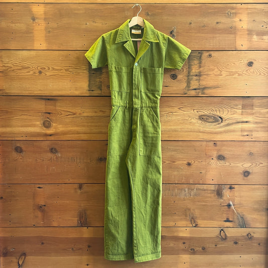 XXS - Big Bud Press Warm Olive Green Short Sleeve Zip Jumpsuit 0312IG