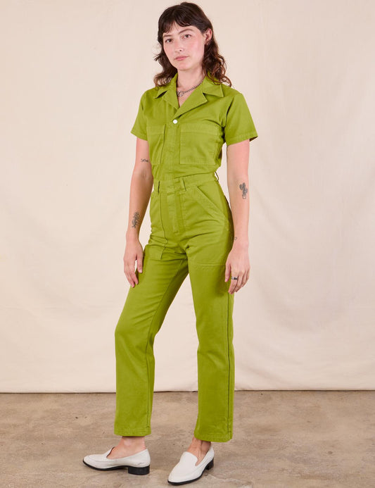 XXS - Big Bud Press Warm Olive Green Short Sleeve Zip Jumpsuit 0312IG