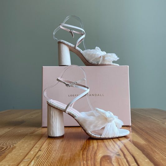 8.5 - Loeffler Randall Camellia Pearl Pleated Bow Heel Shoes w/ Box 0405LS