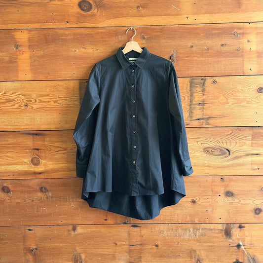 M - Co Collection Black Button Front Lagenlook Long Sleeve Tunic Top 1205DA