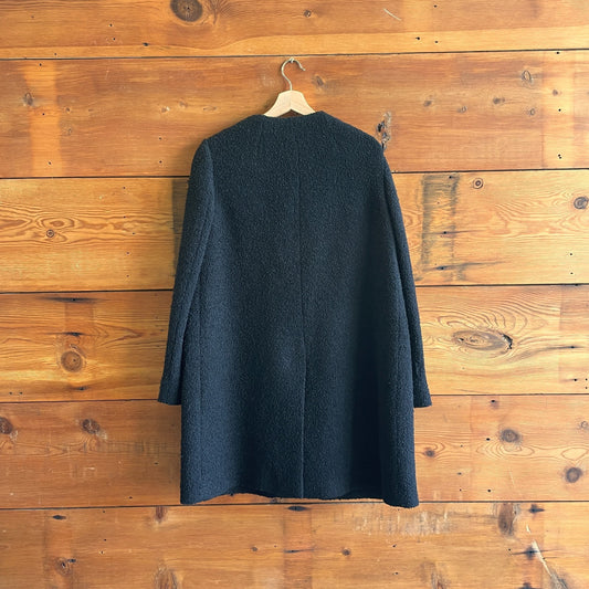 46 / 10 - Miu Miu Black Boucle Button Front Longer Length Jacket 1205DA