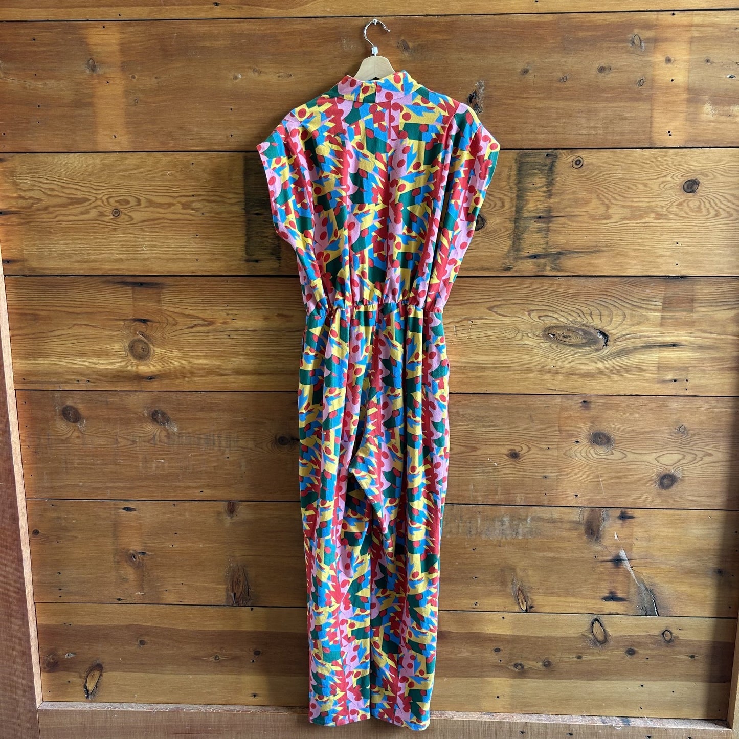 3XL - Nooworks Colorful Patterned Cap Sleeve Stretch Knit Slim Leg Jumpsuit 0430