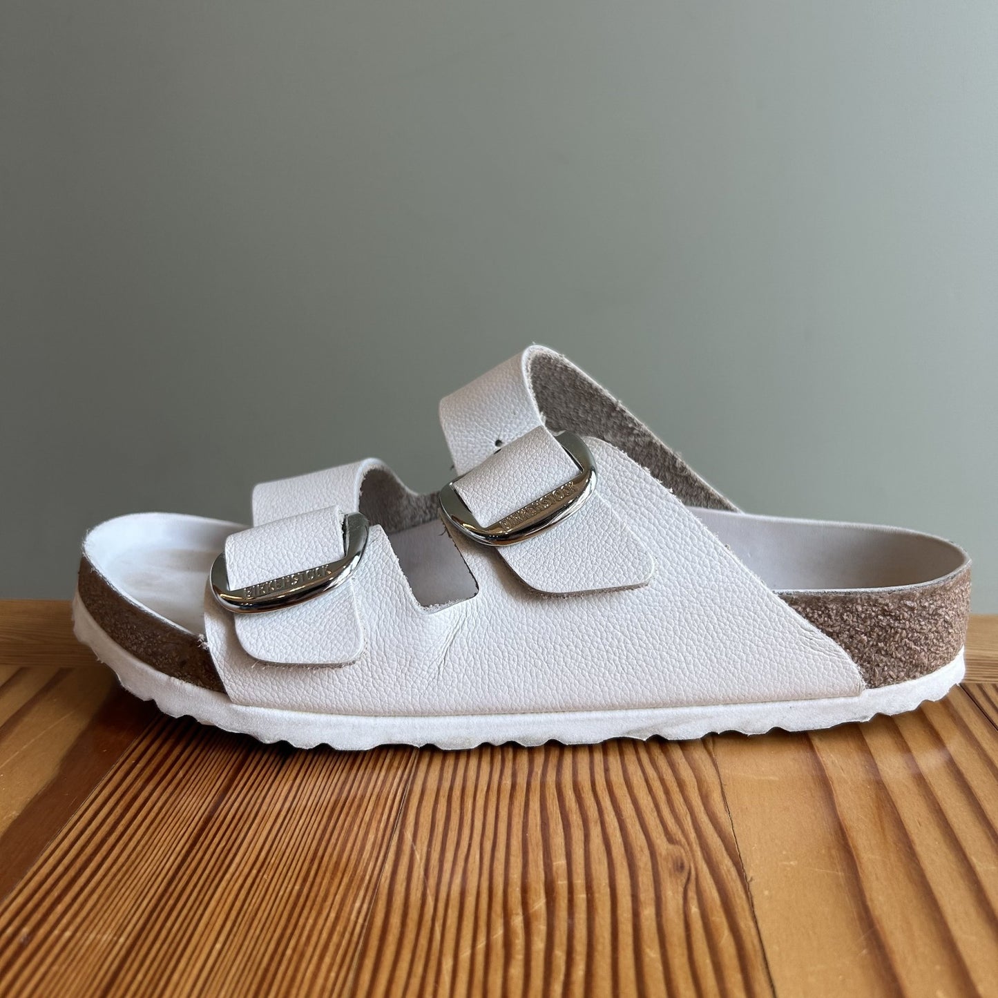 39 / 9 - Birkenstock White Leather Big Buckle Arizona Sandals Shoes 0329SW