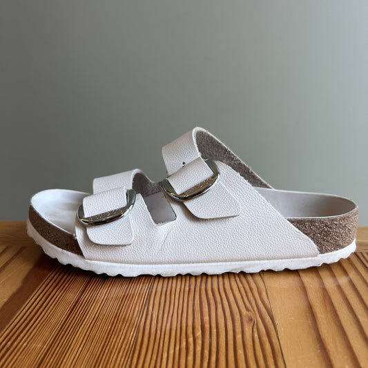 39 / 9 - Birkenstock White Leather Big Buckle Arizona Sandals Shoes 0329SW
