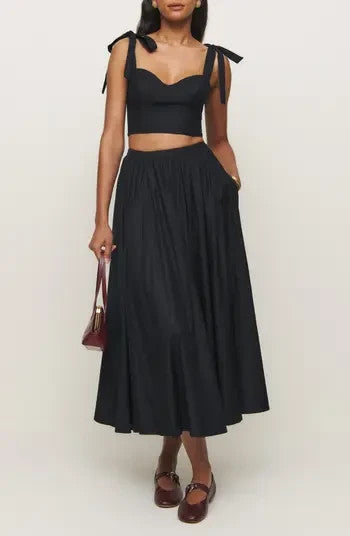 6 - Reformation x Kacey Musgraves Black Magnolia Midaxi Length Skirt 0628AC
