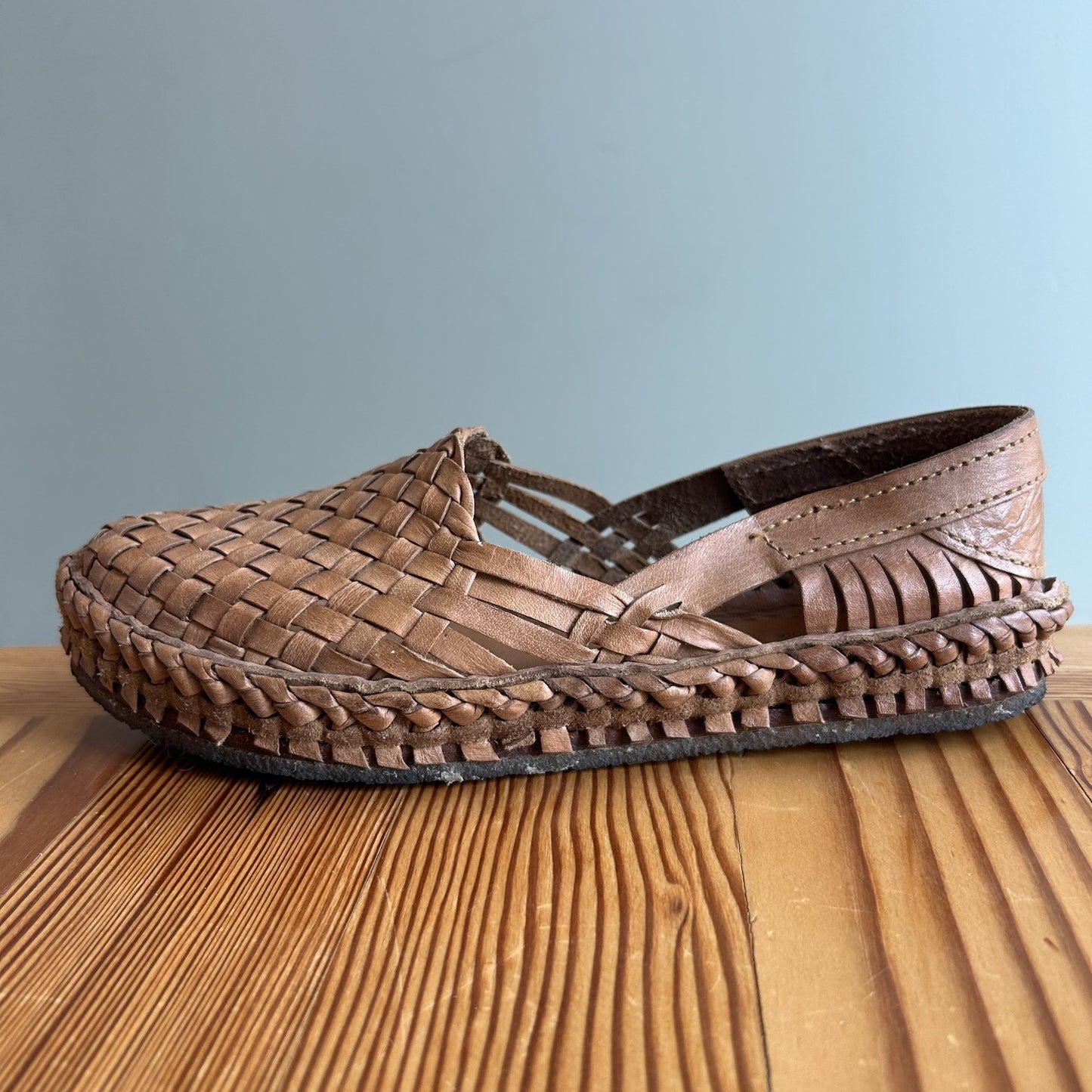 9 - Mohinders Brown Leather Woven Comfort Flats Slides Sandals 0329SW
