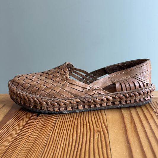 9 - Mohinders Brown Leather Woven Comfort Flats Slides Sandals 0329SW