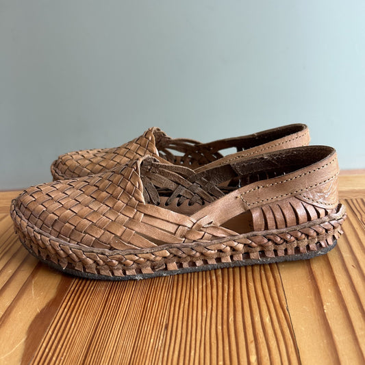 9 - Mohinders Brown Leather Woven Comfort Flats Slides Sandals 0329SW