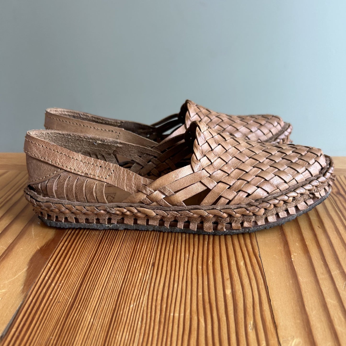 9 - Mohinders Brown Leather Woven Comfort Flats Slides Sandals 0329SW
