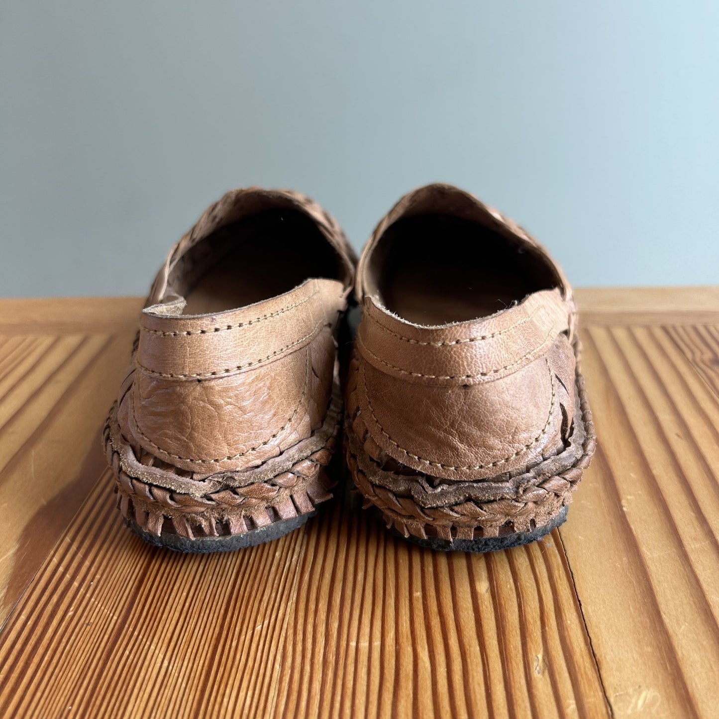9 - Mohinders Brown Leather Woven Comfort Flats Slides Sandals 0329SW