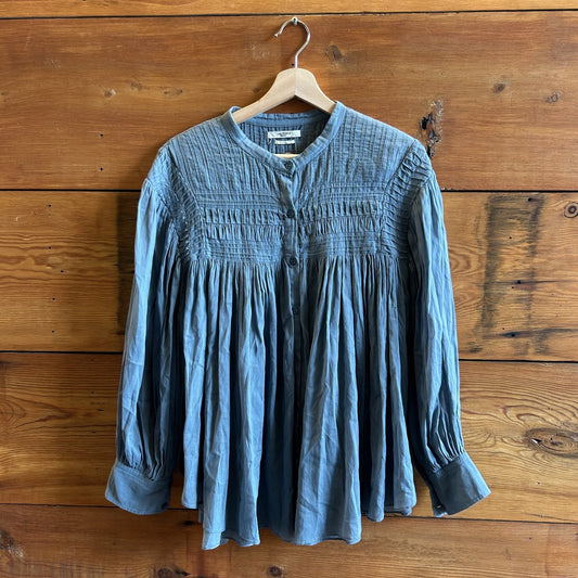 38 / M - Isabel Marant Etoile Blue Long Sleeve Button Front Blouse Top 1002MG