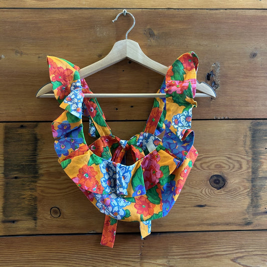 1 / S - Zimmermann $245 Floral Patterned Cropped Riders Frill Neck Top 0819MH