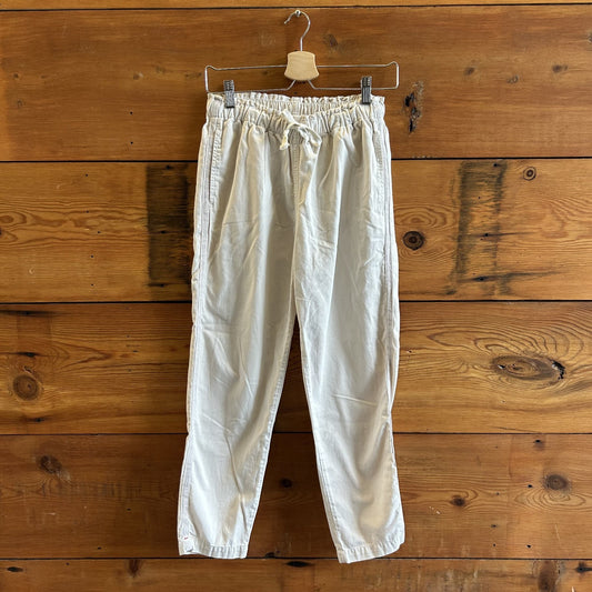 S - Xirena Cream Drawstring Elastic Waist Rex Twill Straight Leg Pants 0830AD