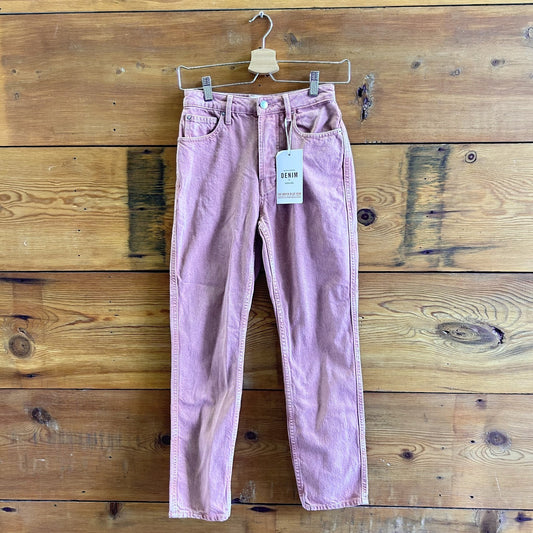 24 - Sezane NEW Pink Wash Button Fly Womens Straight Leg Jeans 1126GT