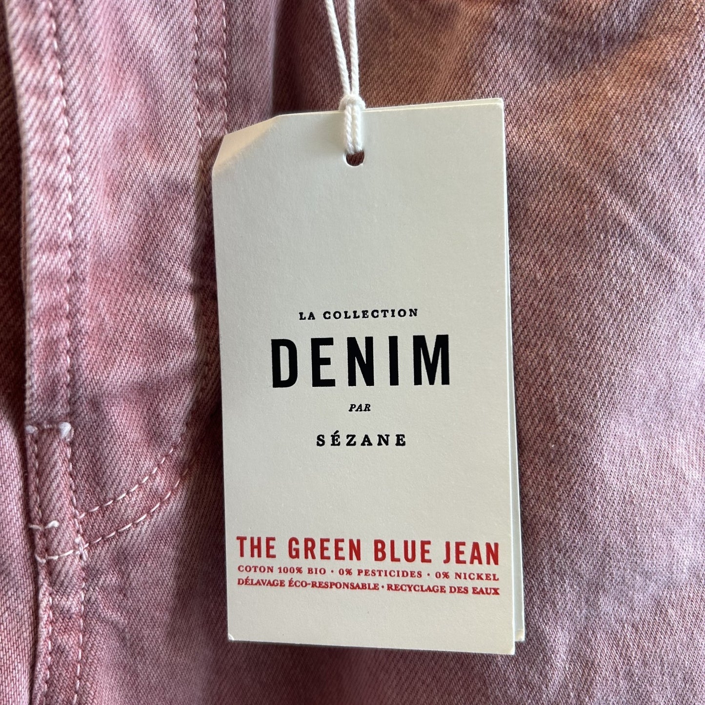 24 - Sezane NEW Pink Wash Button Fly Womens Straight Leg Jeans 1126GT