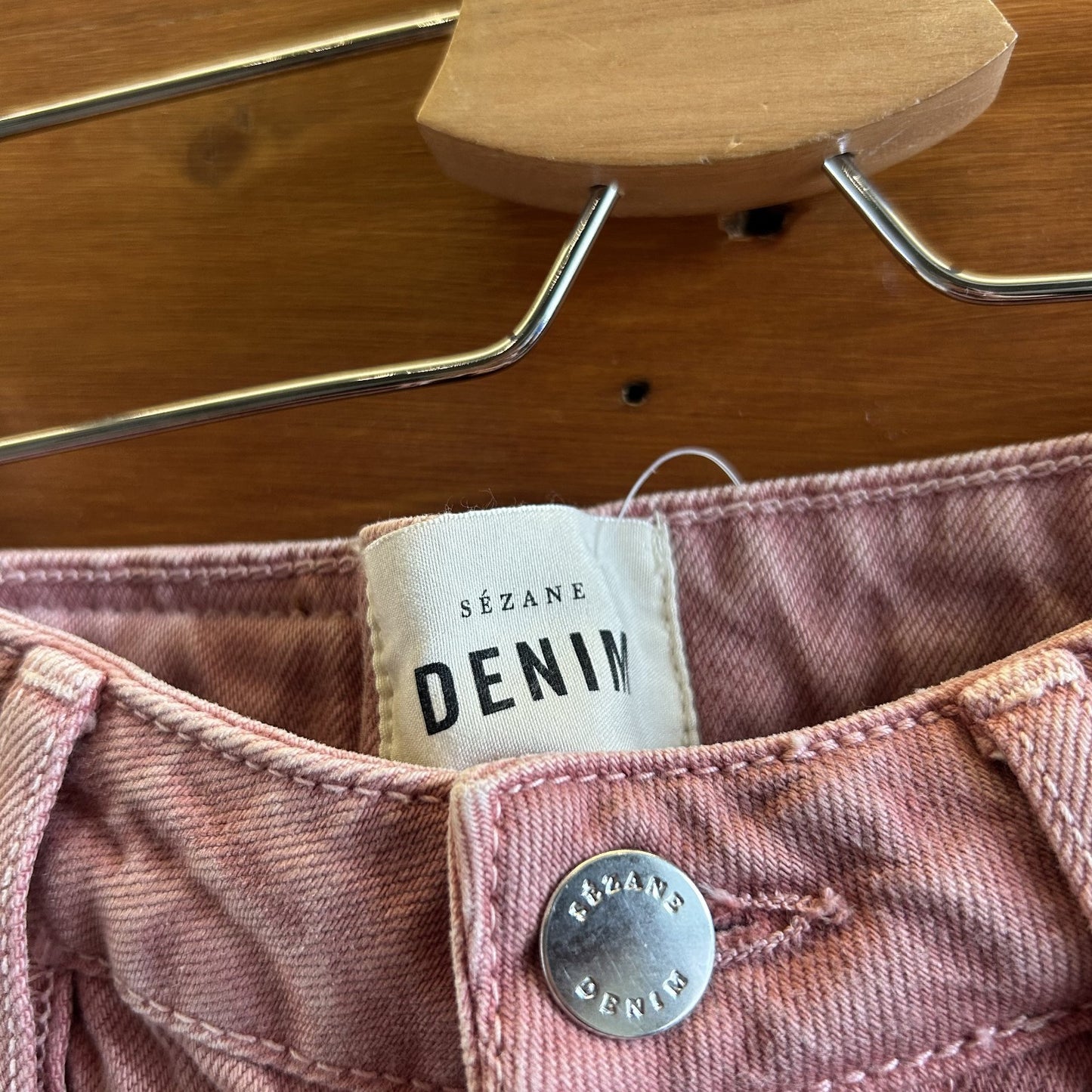 24 - Sezane NEW Pink Wash Button Fly Womens Straight Leg Jeans 1126GT