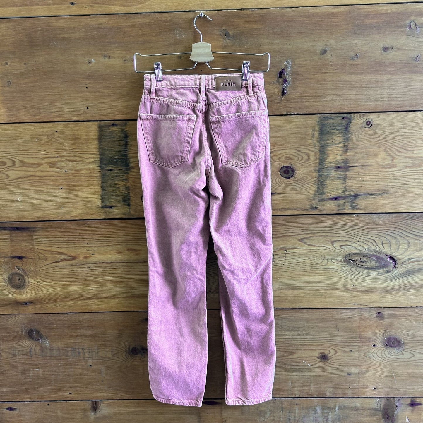 24 - Sezane NEW Pink Wash Button Fly Womens Straight Leg Jeans 1126GT