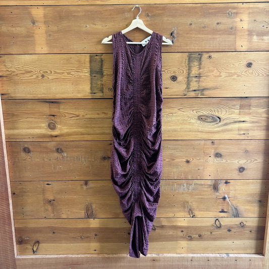 2XL - Wray NYC Burgundy Textured Ruched Sleevelese Josephine Dress 0824DC