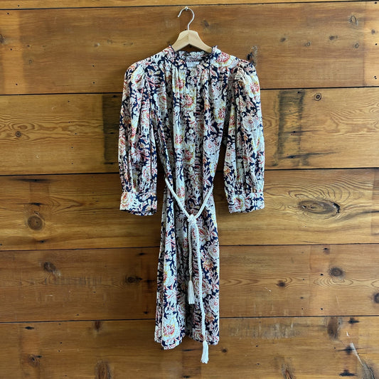 M - Antik Batik Multi Colored & Navy Floral Print NEW Andre Mini Dress 0308IN