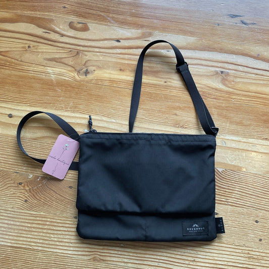 Doughnut BLACK Nylon Zip Top Bag Small Messenger Crossbody Bag 0622KS