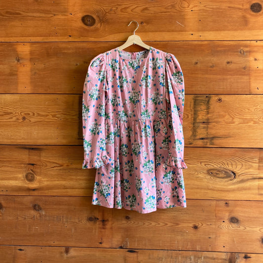 6 - Batsheva x Laura Ashley Pink Floral Print NEW Long Sleeve Mini Dress 1215RJ