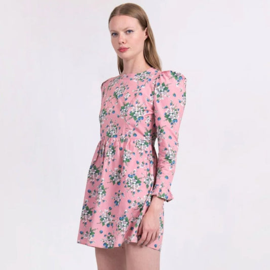 6 - Batsheva x Laura Ashley Pink Floral Print NEW Long Sleeve Mini Dress 1215RJ