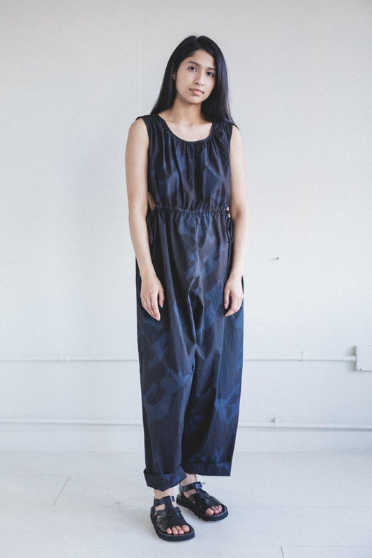 S - Caron Callahan Blue Camo Print NEW Goa Overdyed One Piece Jumpsuit 1215RJ