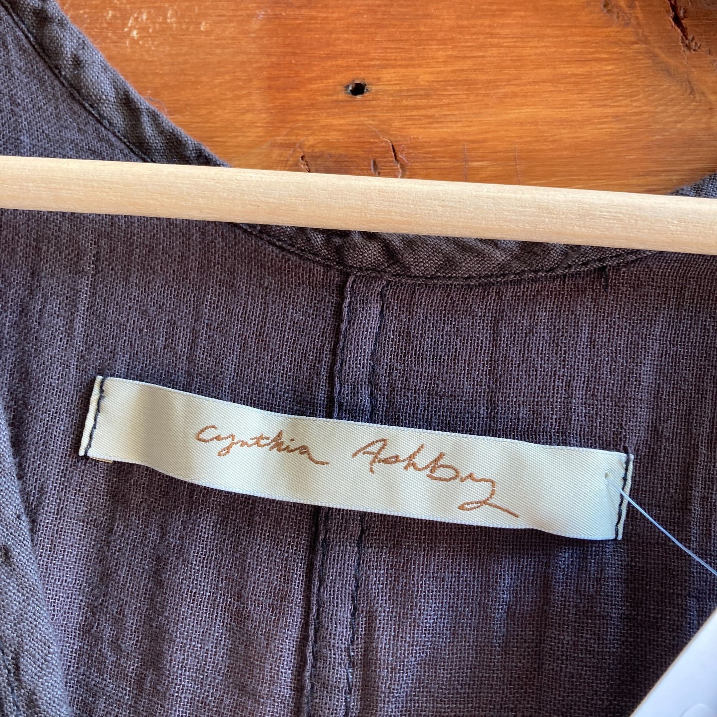 S - Cynthia Ashby Brown Linen & Cotton Blend Gauze Sleeveless Maxi Dress 0816TB