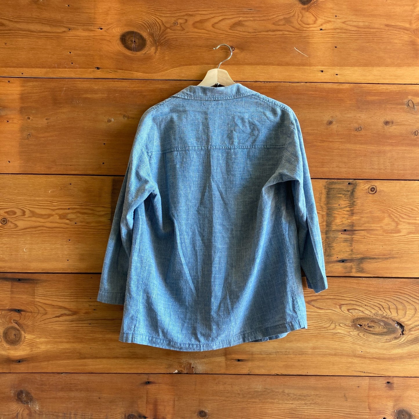 S - Curator SF Blue Pin Striped Open Front Long Sleeve Shirt Jacket 1215RJ