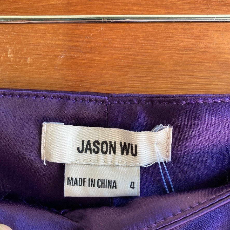 4 - Jason Wu Purple Satin NEW $475 Sleeveless Vest Top & Pants Set Outfit 0224NW
