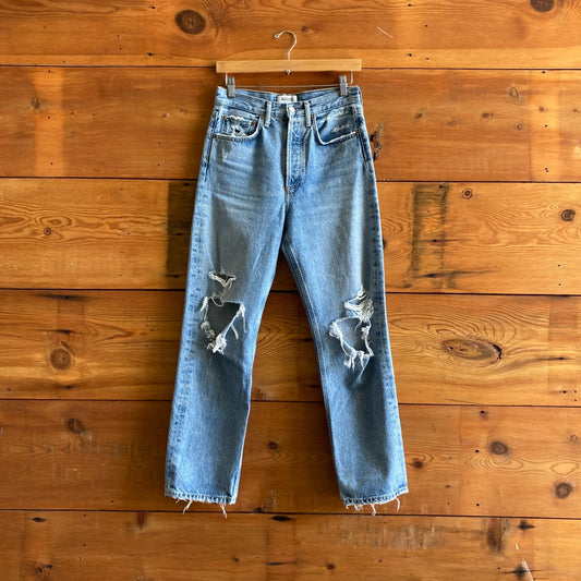 24 - AGOLDE Light Wash 90's Distressed Mid-Rise Straight Leg Jeans 1217GN
