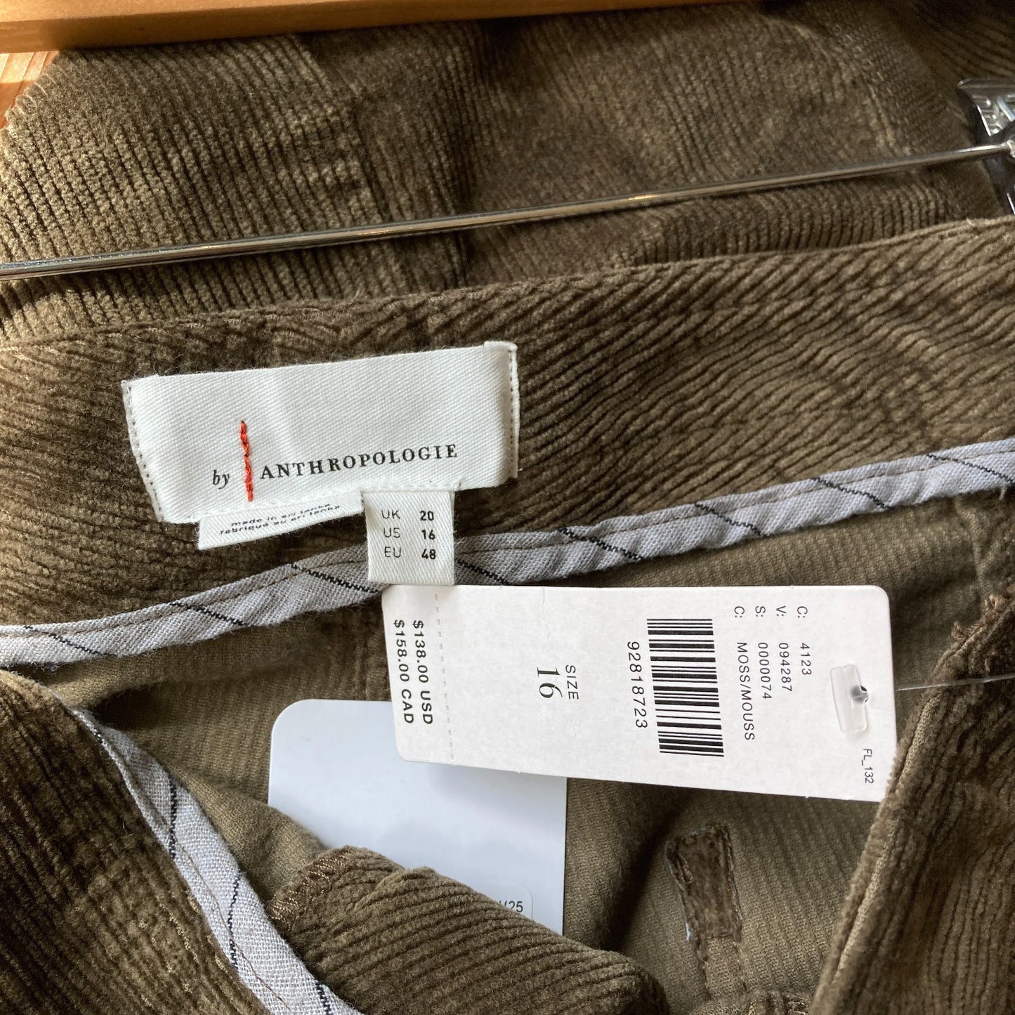 16 - by Anthropologie Moss Green NEW Corduroy Richie Slim Jogger Pants 0530JF