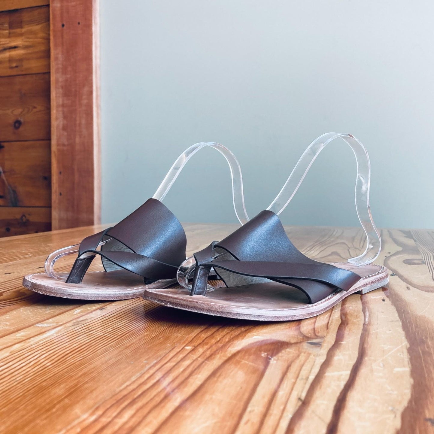 37 / 6.5 - Alohas Brown Leather Eugene Flat Womens Flip Flop Sandals 0904NF