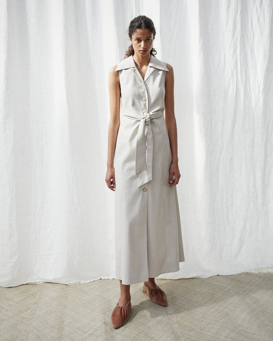 XS - Nanushka NEW Cream Vegan Leather Sharma Tie Front Sleeveless Dress 0103SA