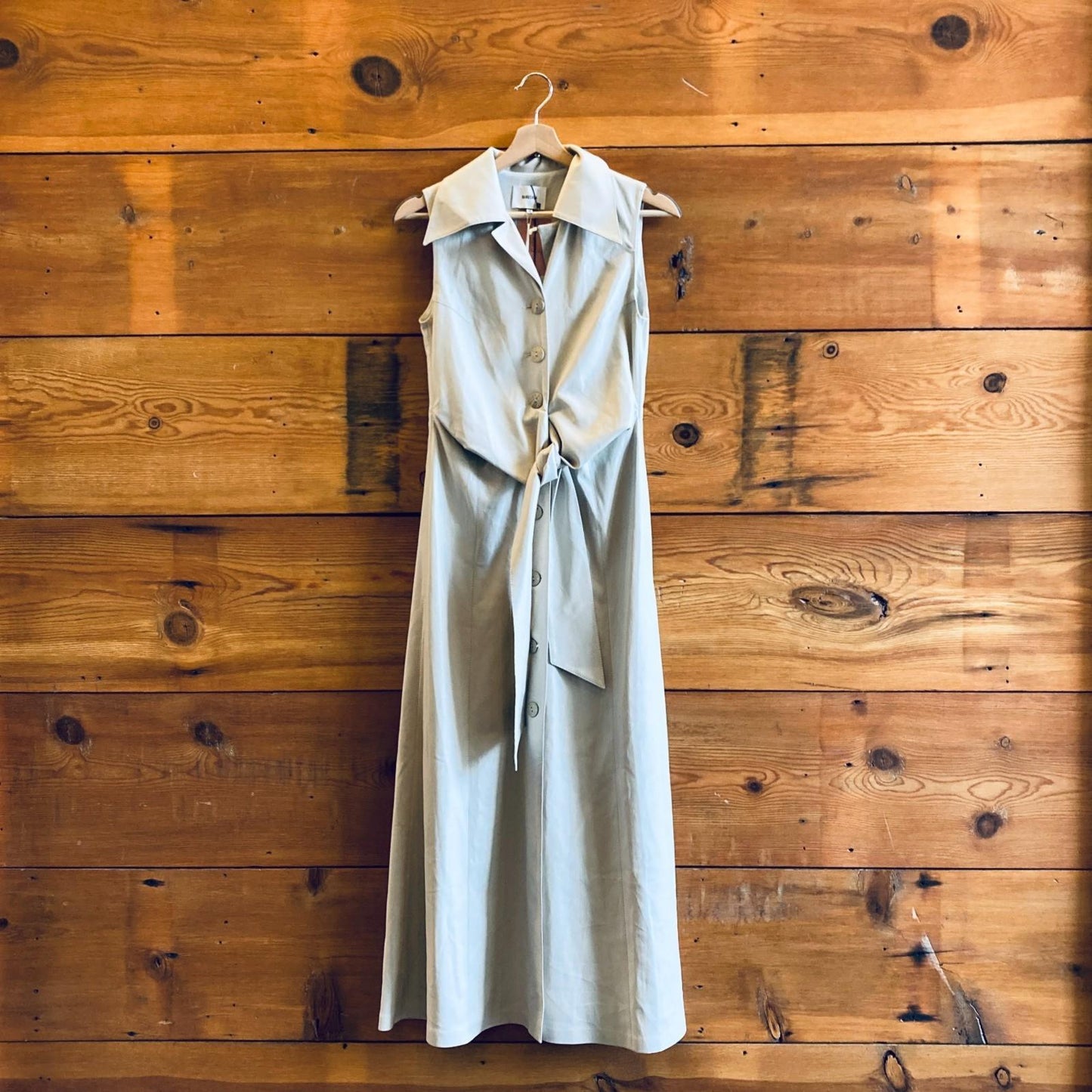 XS - Nanushka NEW Cream Vegan Leather Sharma Tie Front Sleeveless Dress 0103SA